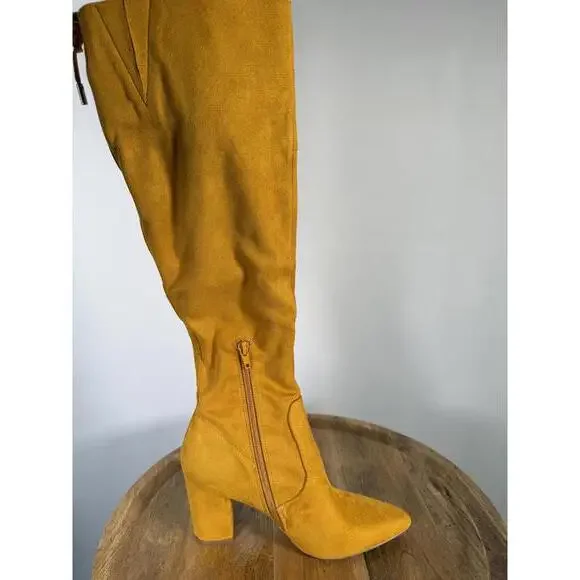 Steve Madden Risky Mustard Suede Below-the-Knee Boots Women’s Size 6.5 NWB